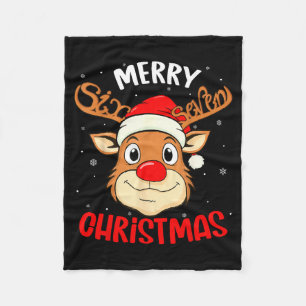 Funny Reindeer Six Seven 67 Meme Merry Christmas S Fleece Blanket