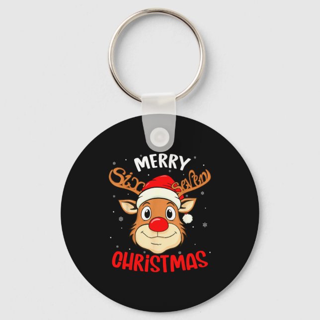 Funny Reindeer Six Seven 67 Meme Merry Christmas S Key Ring (Front)