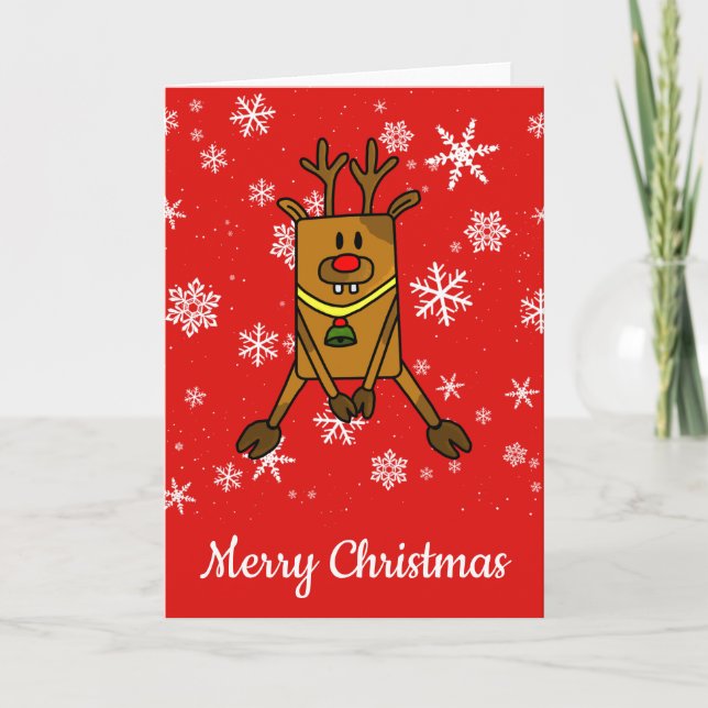 Funny Reindeer Snowflakes Kids Christmas Holiday Card (Front)
