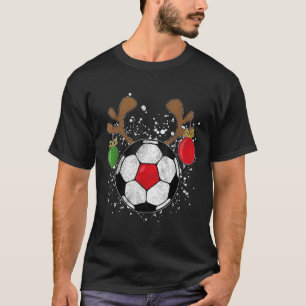 Funny Reindeer Soccer Christmas  Rednose Pajama  T-Shirt