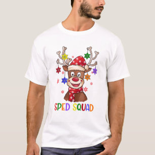 Funny Reindeer SPED Teacher Squad Christmas Pajama T-Shirt