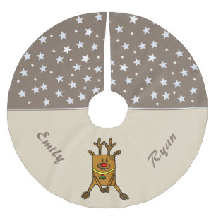 Funny Reindeer Stars Personalizable Kids Brushed Polyester Tree Skirt