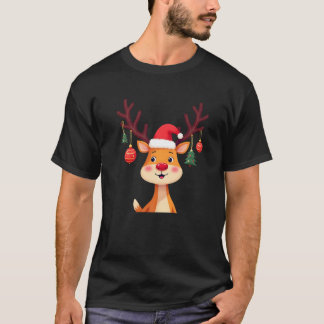 Funny Reindeer Tee Santa Claus Design Merry Christ