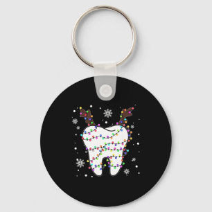 Funny reindeer teeth dental hygiene christmas tree key ring