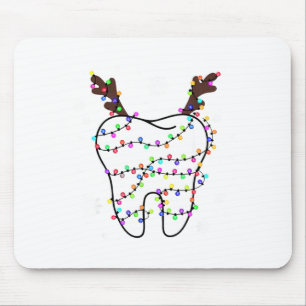 Funny reindeer teeth dental hygiene christmas tree mouse mat