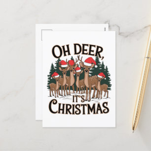 Funny Reindeer word art  Holiday Postcard