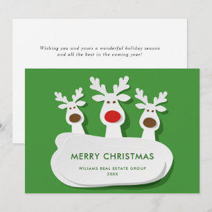 Funny Reindeers Merry Christmas Corporate Greeting Holiday Card