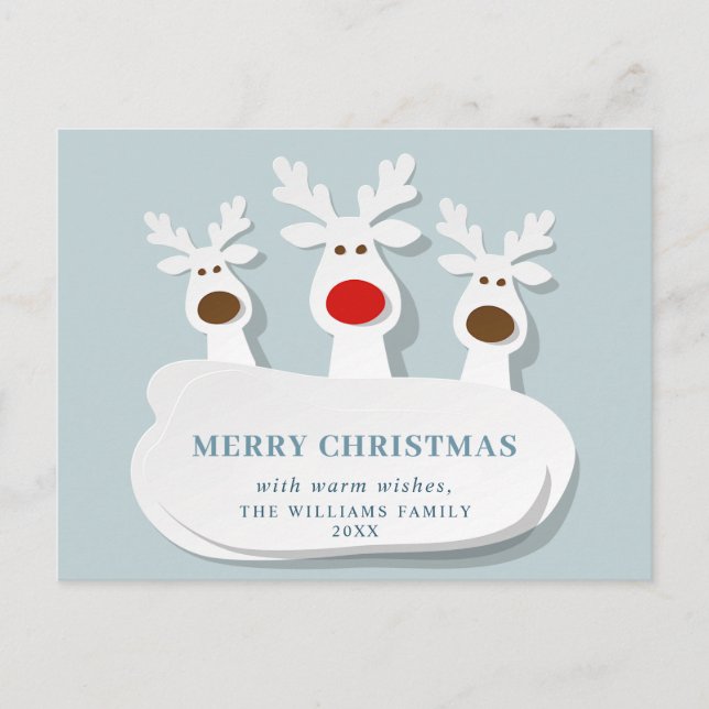 Funny Reindeers Merry Christmas Greeting Holiday Postcard (Front)