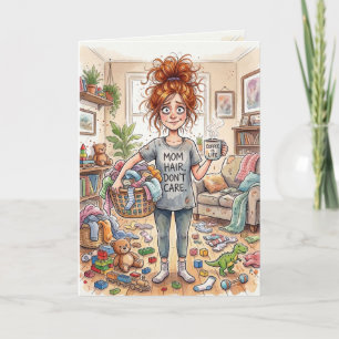 Funny Relatable Tired Mum Messy House Mother's Day Holiday Card