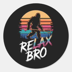 Funny Relax Bro Sasquatch Lax Bigfoot Lacrosse Pla Classic Round Sticker