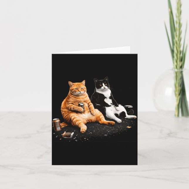 Funny Relaxed Cats Meme Graphic Card (Front)