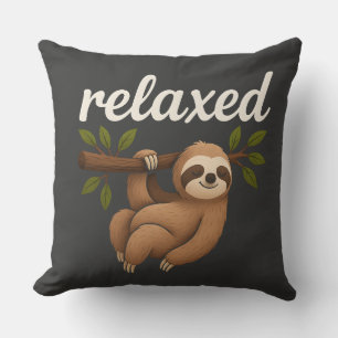 Funny Relaxed Sloth Cute Lazy Lifestyle Illustrati Cushion