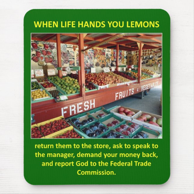 Funny Religious Advice When Life Gives You Lemons Mouse Mat (Front)