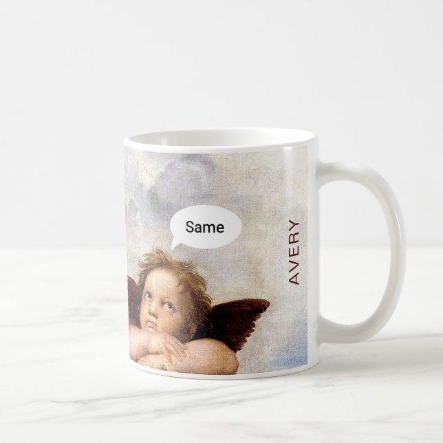 Funny Renaissance Angels Mug – Personalised  (Right)