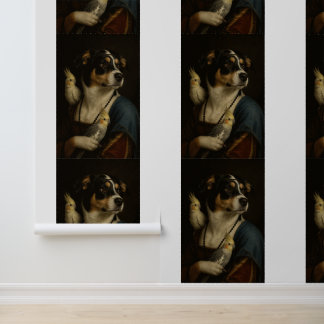 Funny Renaissance Dog Cockatiel Wallpaper Stripes