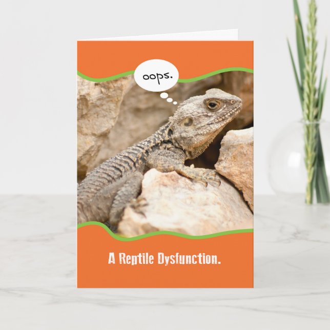 Funny Reptile Dysfunction Belated Birthday Card (Front)