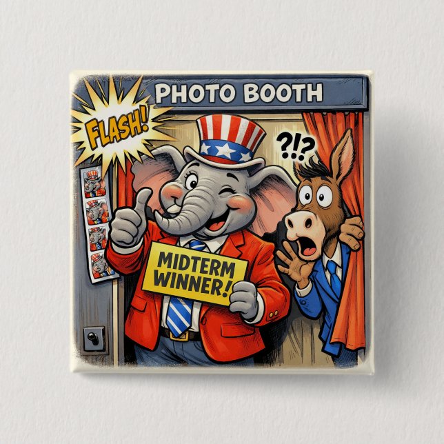 Funny Republican Elephant Mid-Term Election Button (Front)