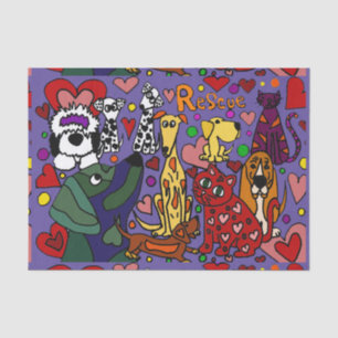 Funny Rescue Dogs and Cats Love Abstract Tissue Paper