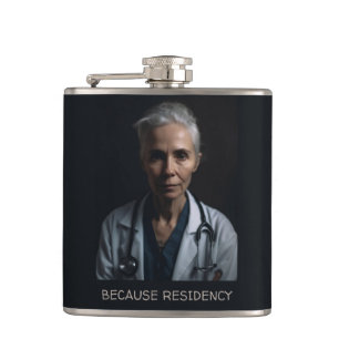Funny Resident Physician Doctor Photo Hip Flask