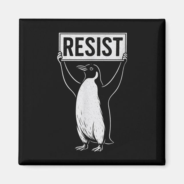 Funny Resist Penguin Activism Graphic Design Vinta Magnet (Front)