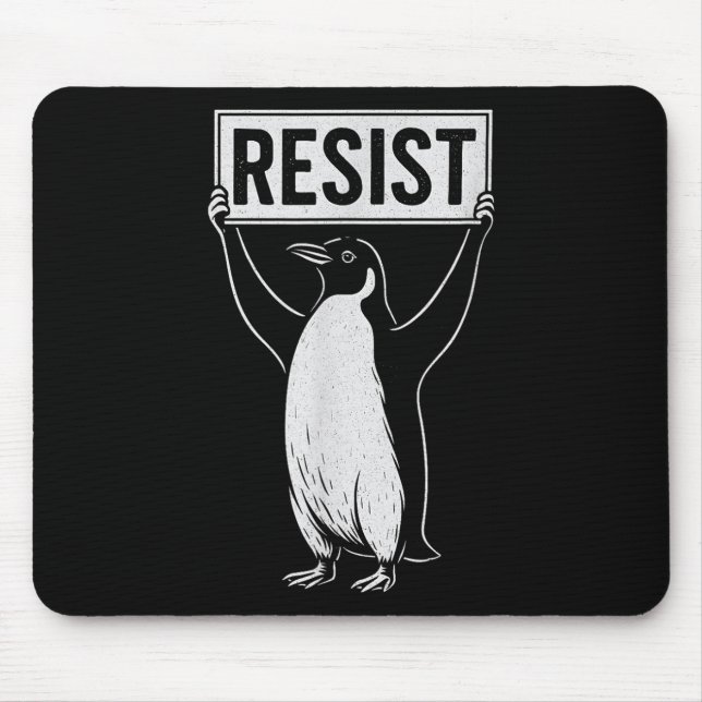 Funny Resist Penguin Activism Graphic Design Vinta Mouse Mat (Front)