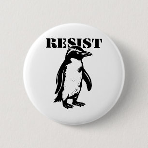 Funny Resist Penguin Protest Against Tariffs 6 Cm Round Badge