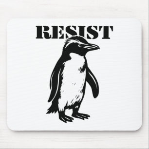 Funny Resist Penguin Protest Against Tariffs Mouse Mat