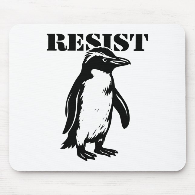 Funny Resist Penguin Protest Against Tariffs  Mouse Mat (Front)
