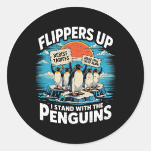 Funny Resist Penguins Protest Against Tariffs 1  Classic Round Sticker