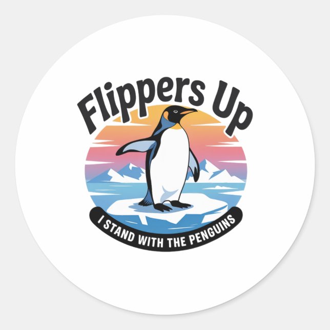 Funny Resist Penguins Protest Against Tariffs 2  Classic Round Sticker (Front)