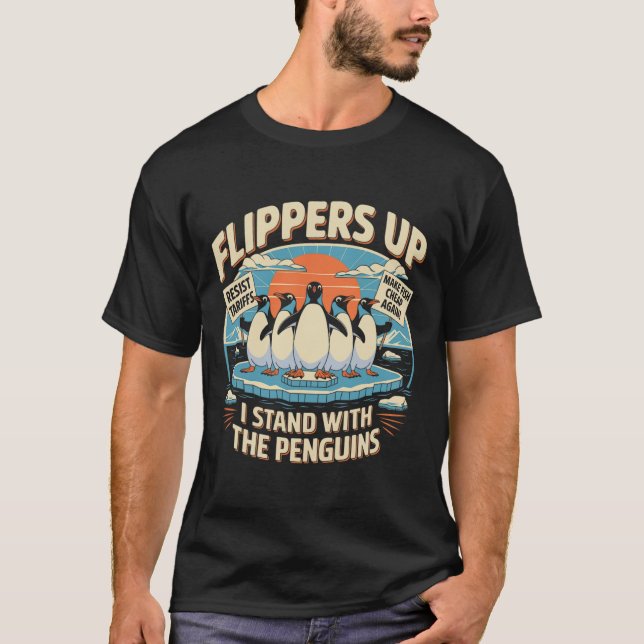 Funny Resist Penguins Protest Against Tariffs 5  T-Shirt (Front)
