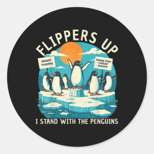 Funny Resist Penguins Protest Against Tariffs Classic Round Sticker