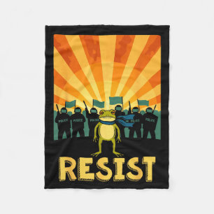 Funny Resist Portland Frog Protest Fleece Blanket