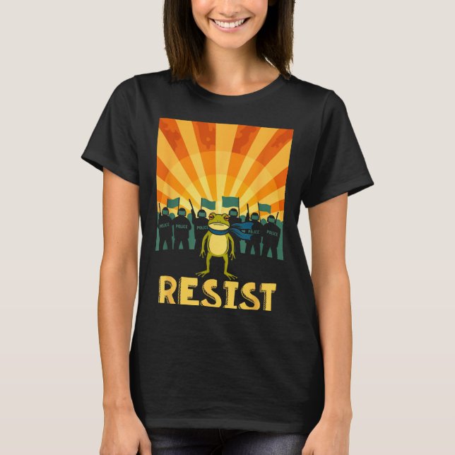Funny Resist Rtland Frog Protest  T-Shirt (Front)