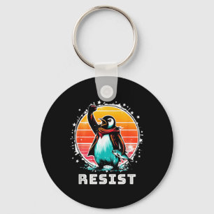 Funny Resist Shirt Resist Penguins Protest Against Key Ring