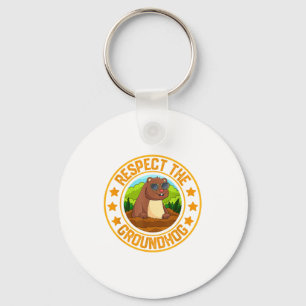 Funny Respect The Groundhog Day Cute Animal Humor Key Ring