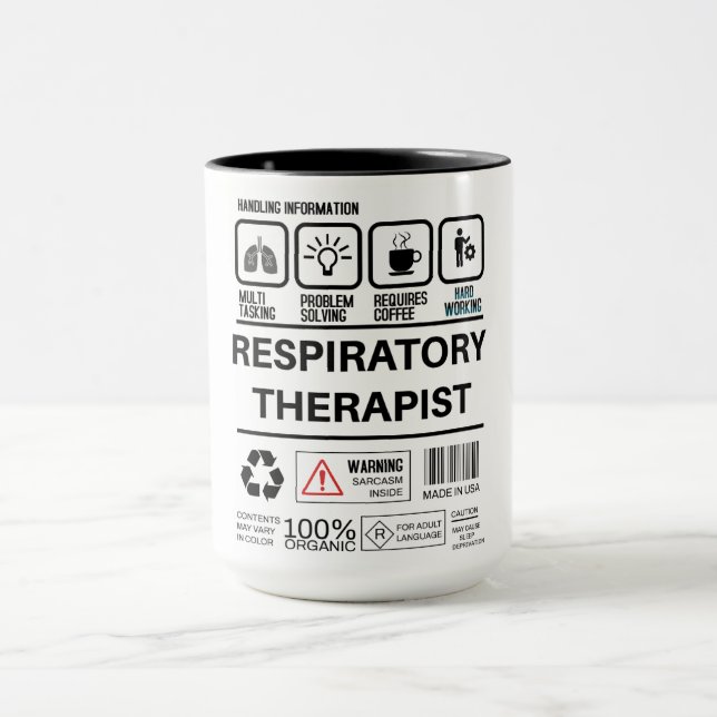 Funny Respiratory Therapist Handling Information Mug (Center)