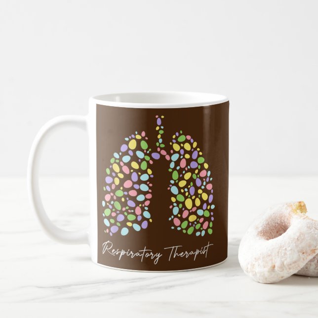 Funny Respiratory Therapist Therapy Lung Happy Coffee Mug (With Donut)