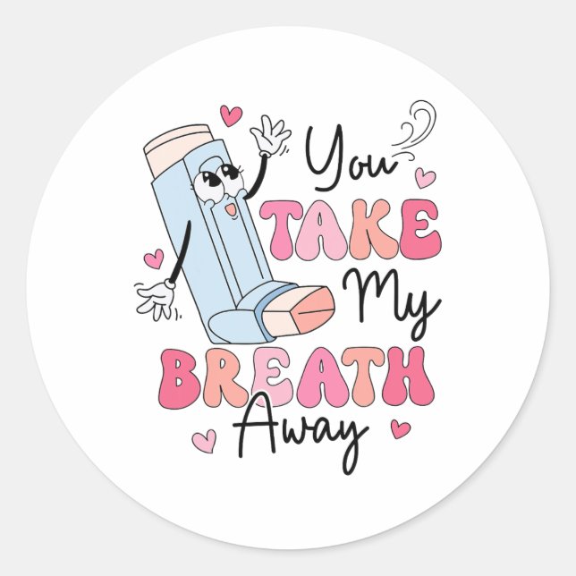 Funny Respiratory Valentines Day Rt Lung Squad Val Classic Round Sticker (Front)