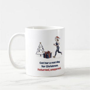 Funny Rest Day Christmas Mug for a Woman Runner