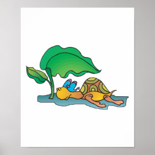 funny resting turtle poster