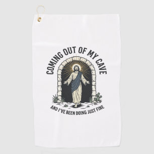 Funny Resurrection Cave Quote Vintage Engraving De Golf Towel