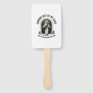 Funny Resurrection Cave Quote Vintage Engraving De Hand Fan