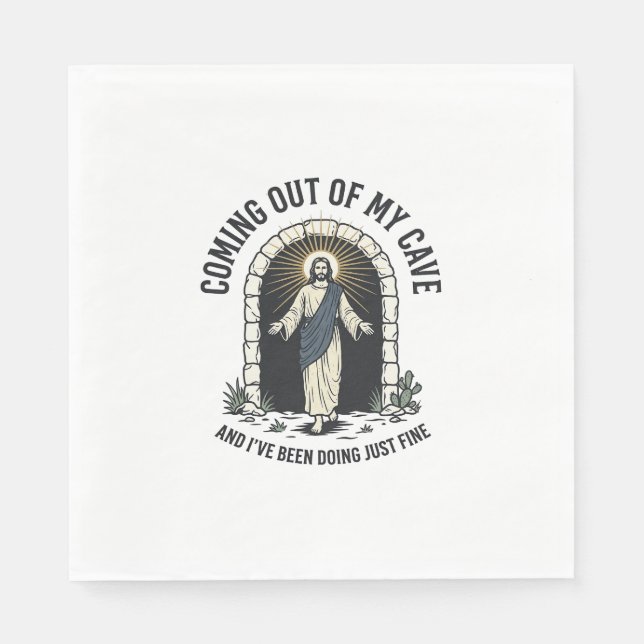 Funny Resurrection Cave Quote Vintage Engraving De Napkin (Front)