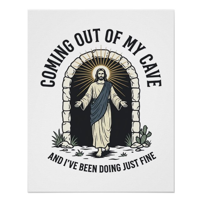 Funny Resurrection Cave Quote Vintage Engraving De Poster (Front)
