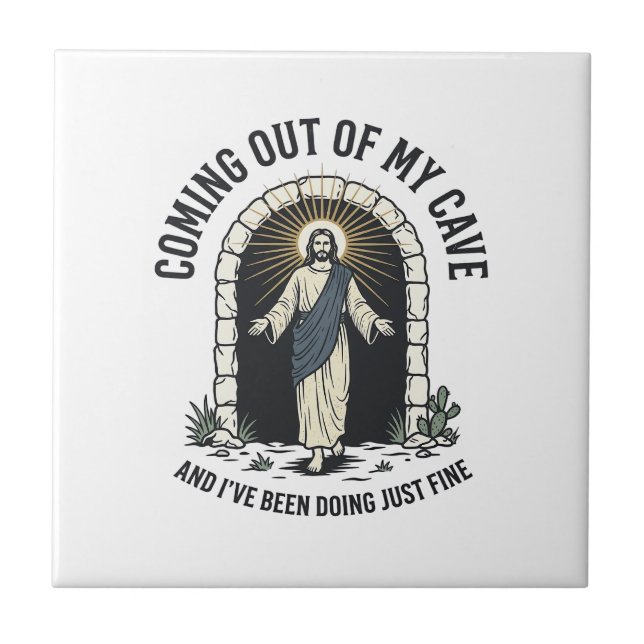 Funny Resurrection Cave Quote Vintage Engraving De Tile (Front)