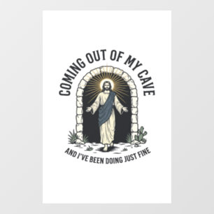 Funny Resurrection Cave Quote Vintage Engraving De Window Cling