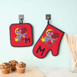 FUNNY Retired Awesome Skateboarding Dad Grandpa Oven Mitt & Pot Holder Set