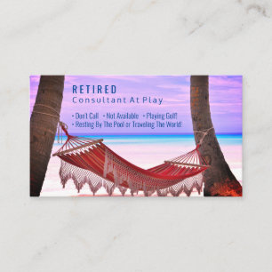 Funny Retired, Beach Hammock, DIY Profession Gag Business Card