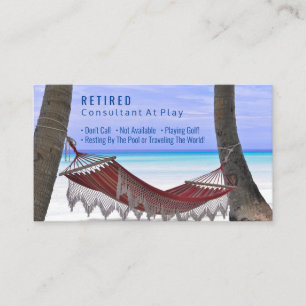 Funny Retired, Beach Hammock, Profession Gag Business Card